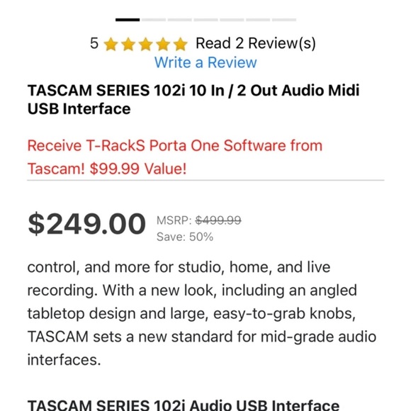 Tascam audio interface 102i and tascam tm-80 - Picture 5 of 6